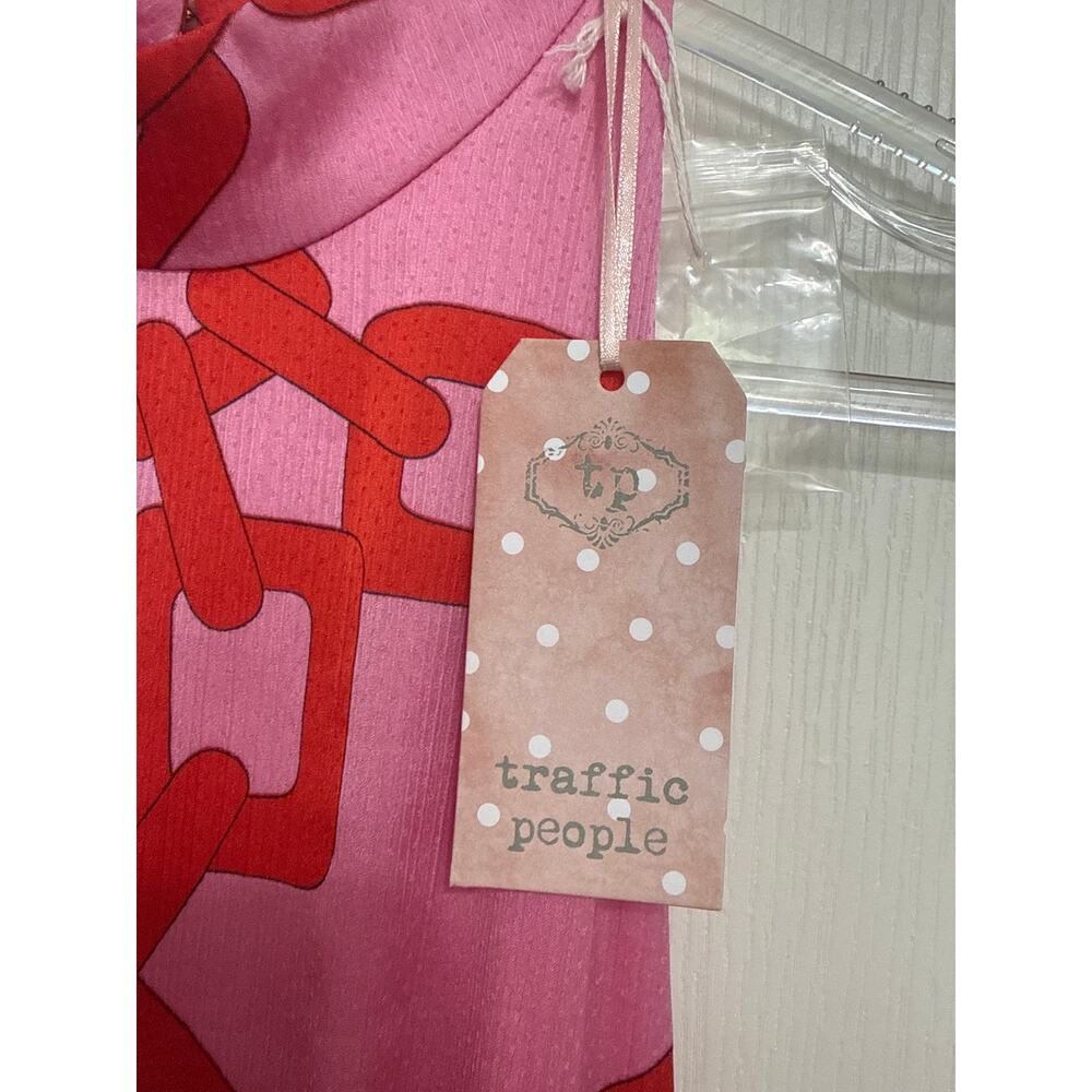 Traffic People NWT Pink/Red Chain Print Halter Jumpsuit Wide Leg Medium Resort - Picture 3 of 13